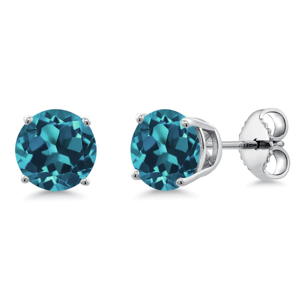 Gem Stone King 925 Sterling Silver Blue Sapphire Stud Earrings For Women Men (2.20 Cttw, Gemstone September Birthstone, Round 6MM)