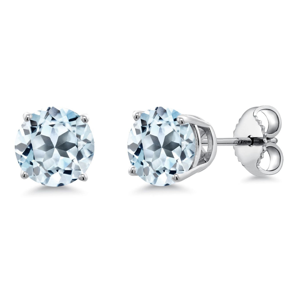 Gem Stone King 925 Sterling Silver Blue Sapphire Stud Earrings For Women Men (2.20 Cttw, Gemstone September Birthstone, Round 6MM)