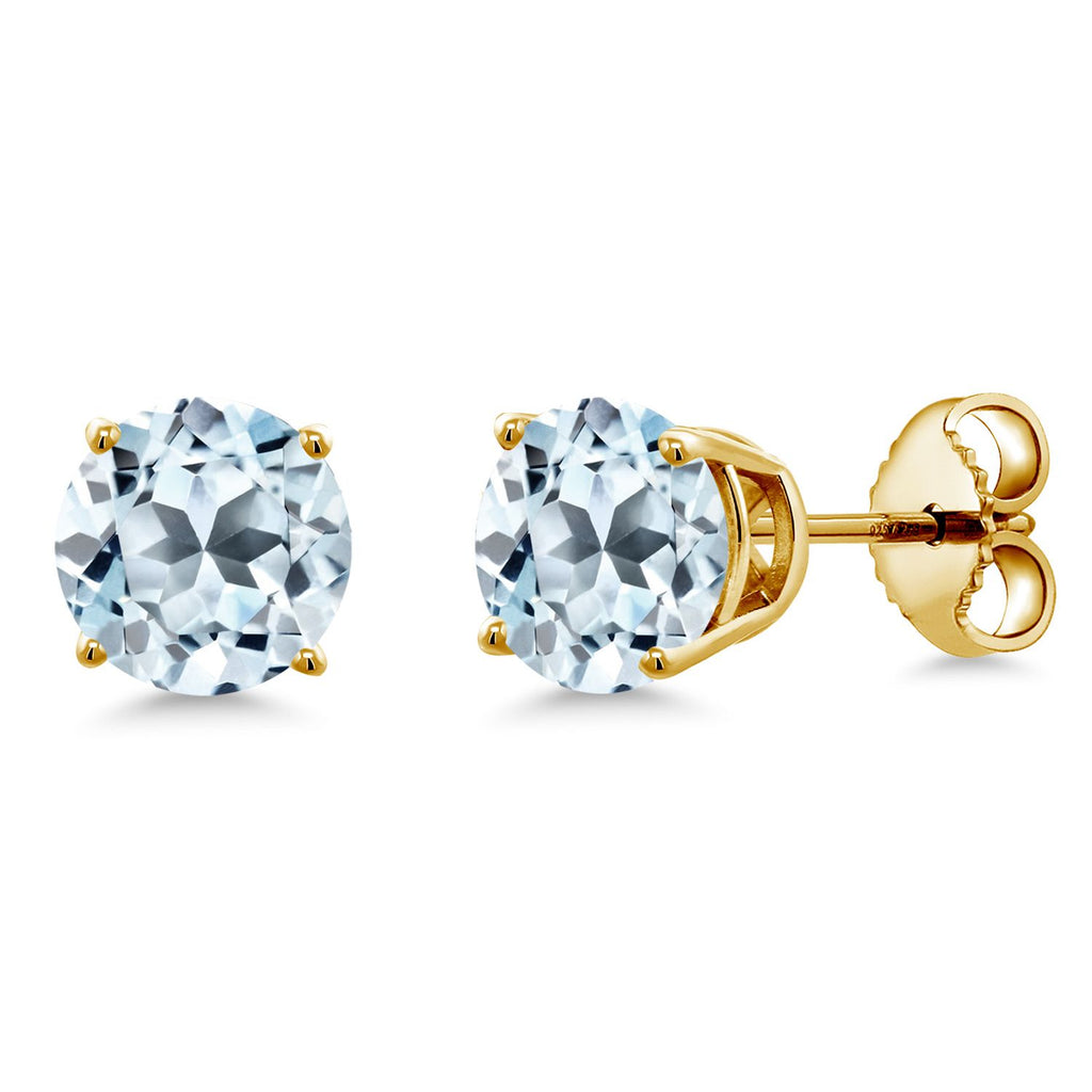 Sky Blue Topaz - November_Earrings in 925 Yellow Gold Plated Silver