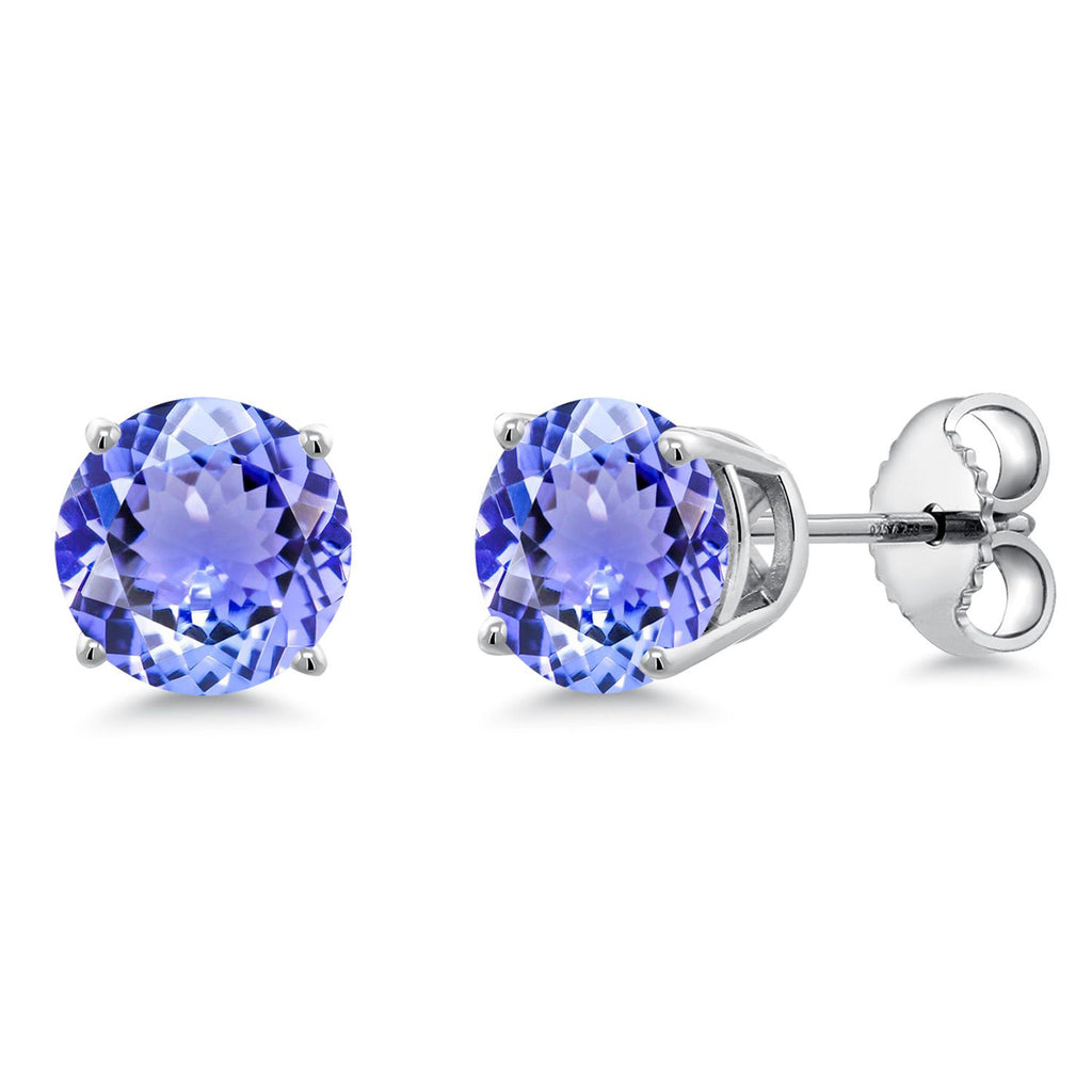 Gem Stone King 925 Sterling Silver Blue Sapphire Stud Earrings For Women Men (2.20 Cttw, Gemstone September Birthstone, Round 6MM)
