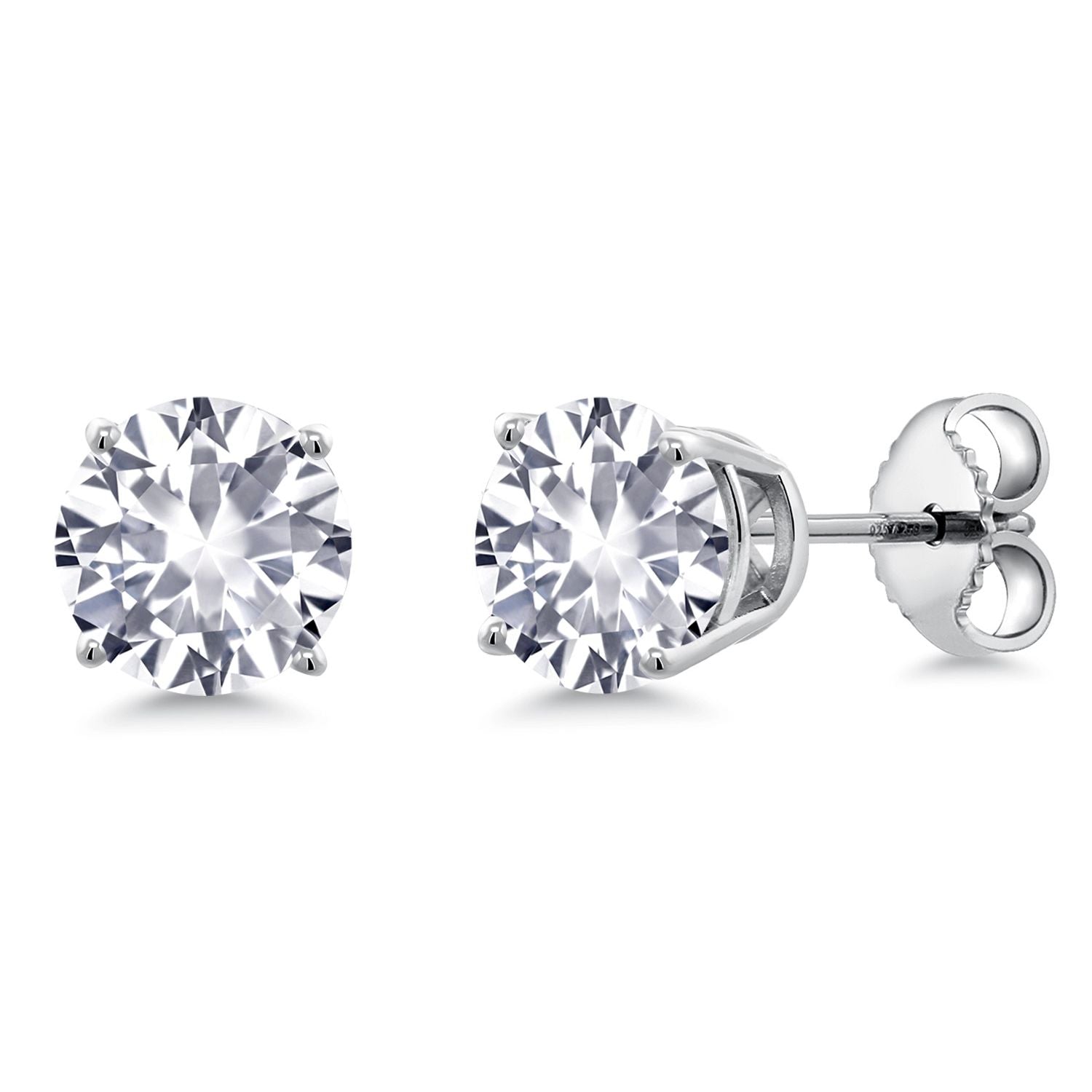 White Created Sapphire - September_Earrings in 925 Sterling Silver
