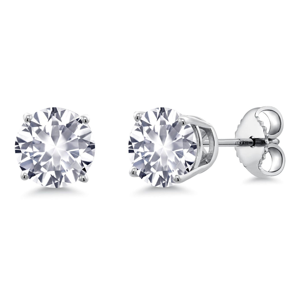 Gem Stone King 925 Sterling Silver Blue Sapphire Stud Earrings For Women Men (2.20 Cttw, Gemstone September Birthstone, Round 6MM)