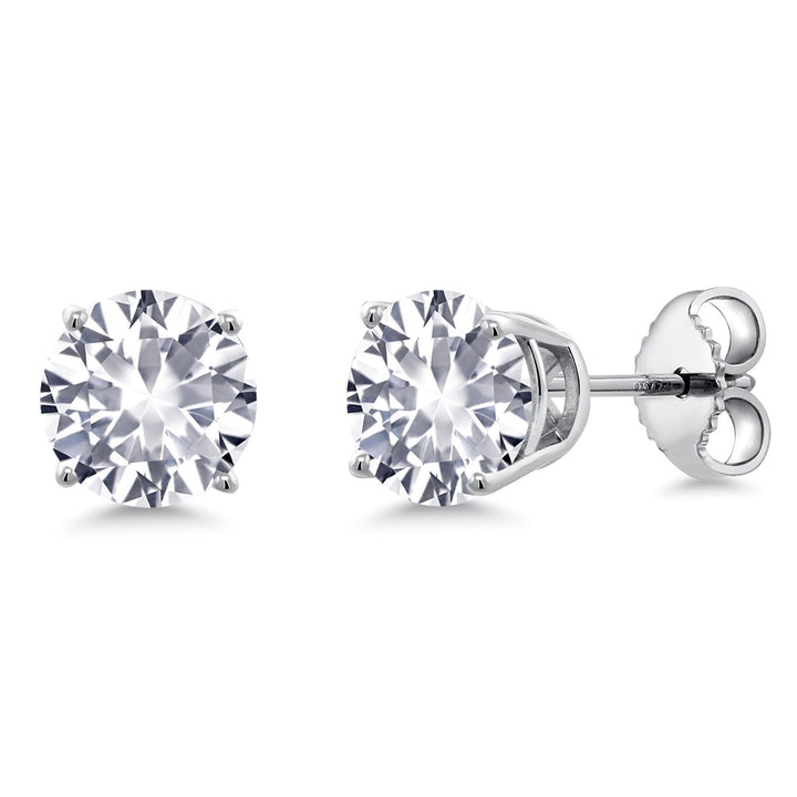 Gem Stone King 925 Sterling Silver Blue Sapphire Stud Earrings For Women Men (2.20 Cttw, Gemstone September Birthstone, Round 6MM)
