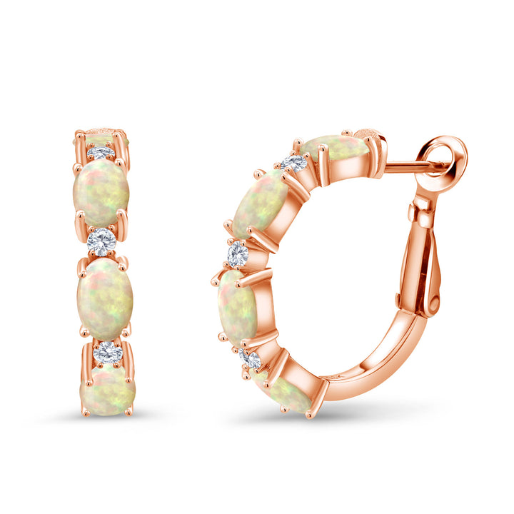 Ethiopian Opal-Cabochon - October_Earrings in 925 Rose Gold Plated Silver
