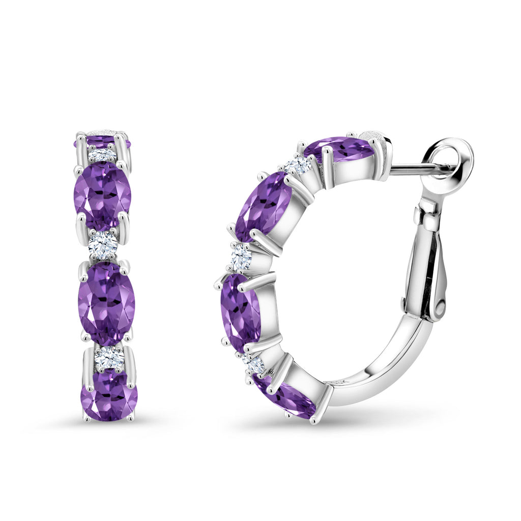 Purple and White_Earrings in 925 Sterling Silver
