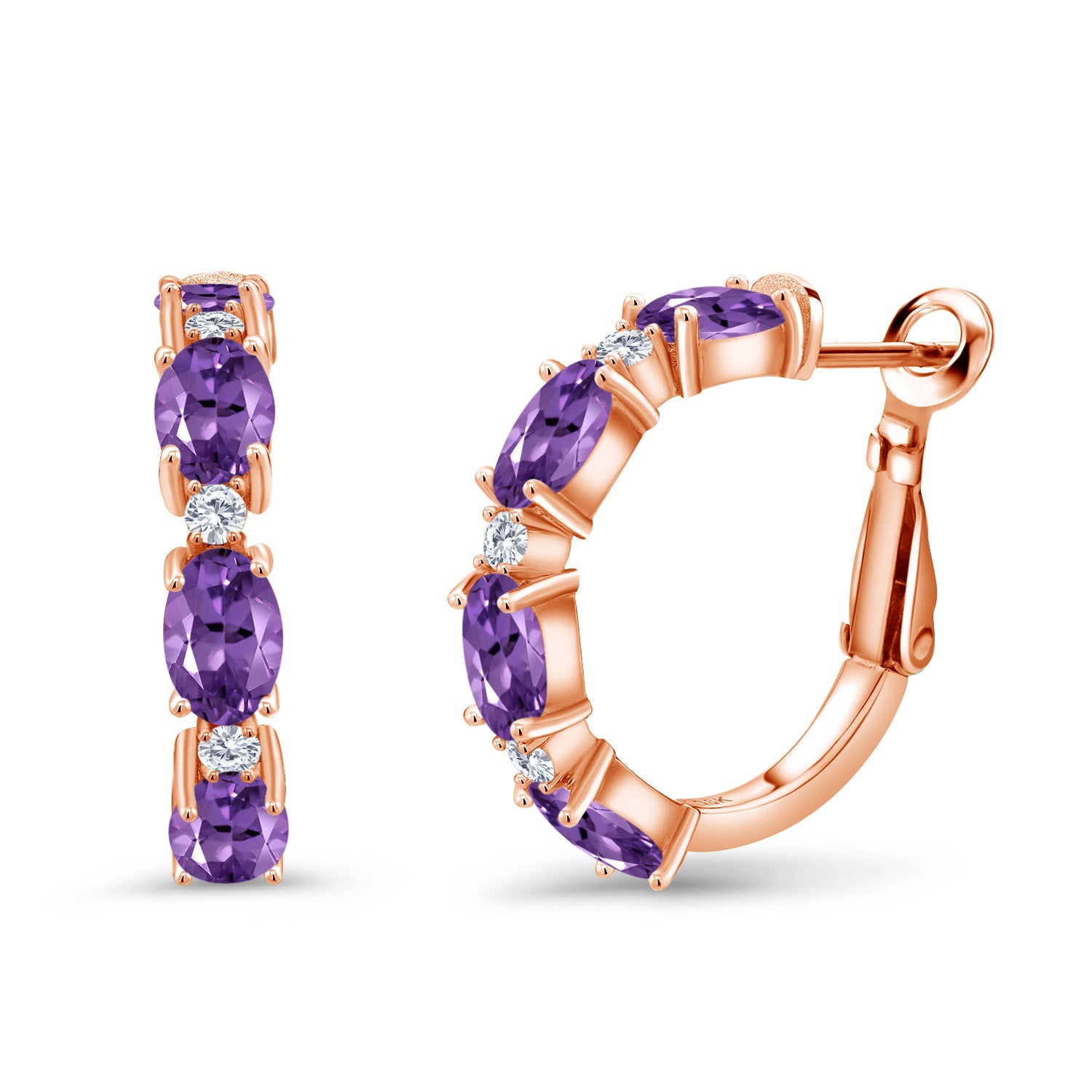 Amethyst - February_Earrings in 925 Rose Gold Plated Silver