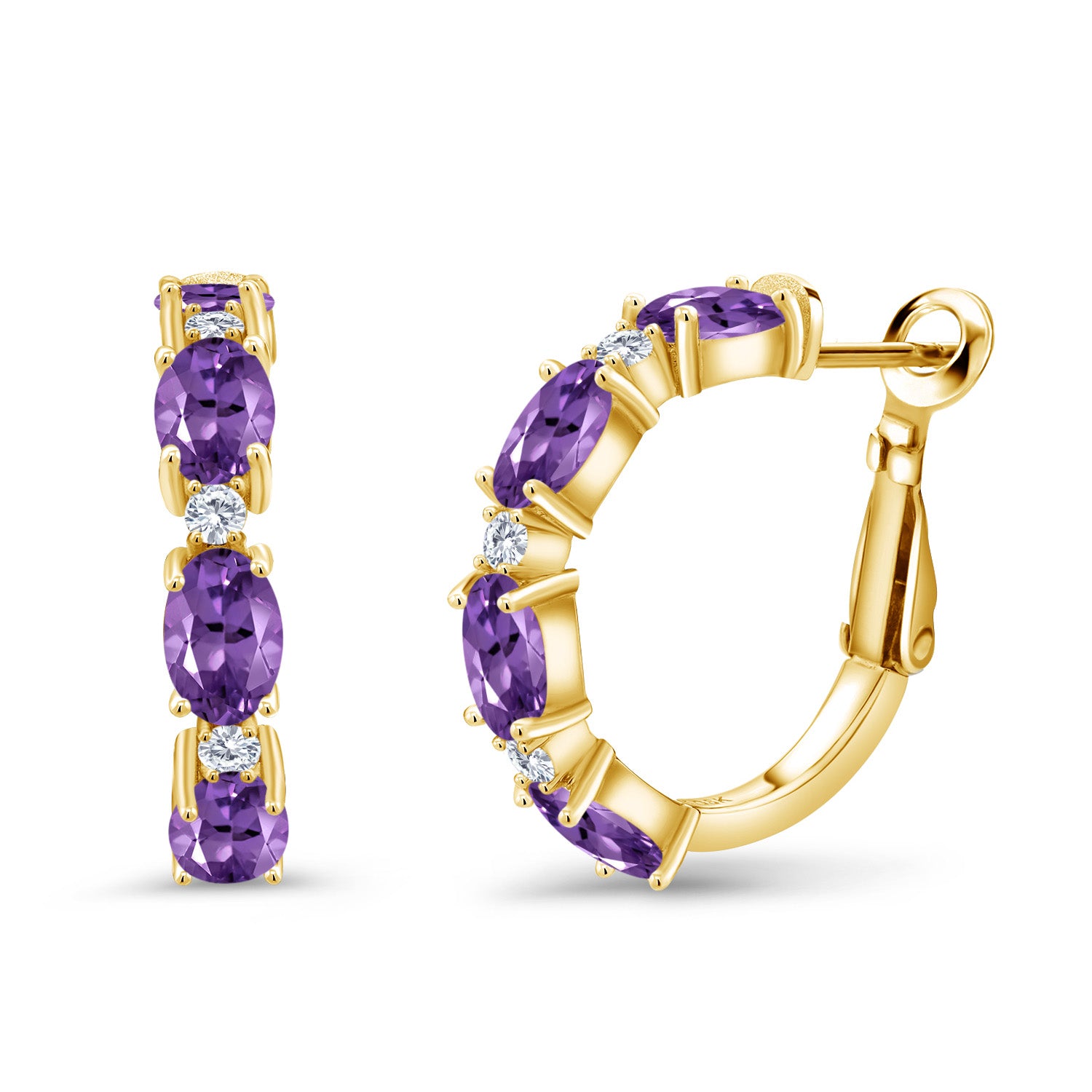 Amethyst - February_Earrings in 925 Yellow Gold Plated Silver