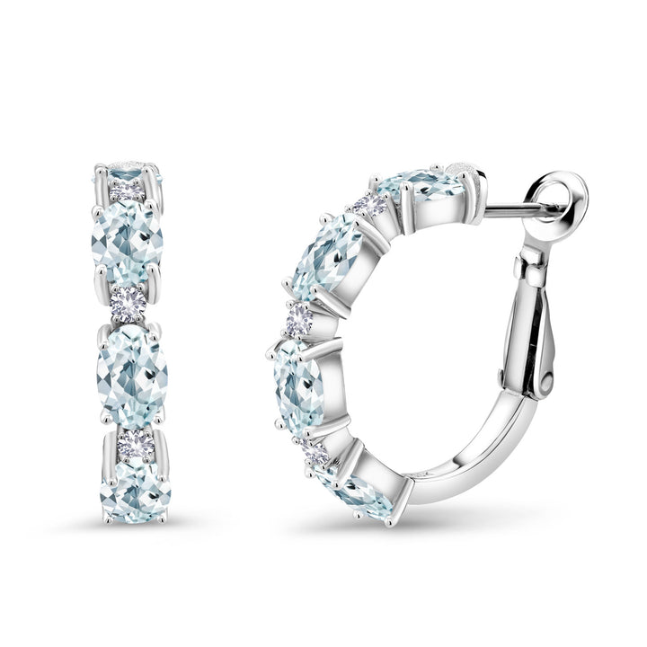 Aquamarine - March_Earrings in 925 Sterling Silver