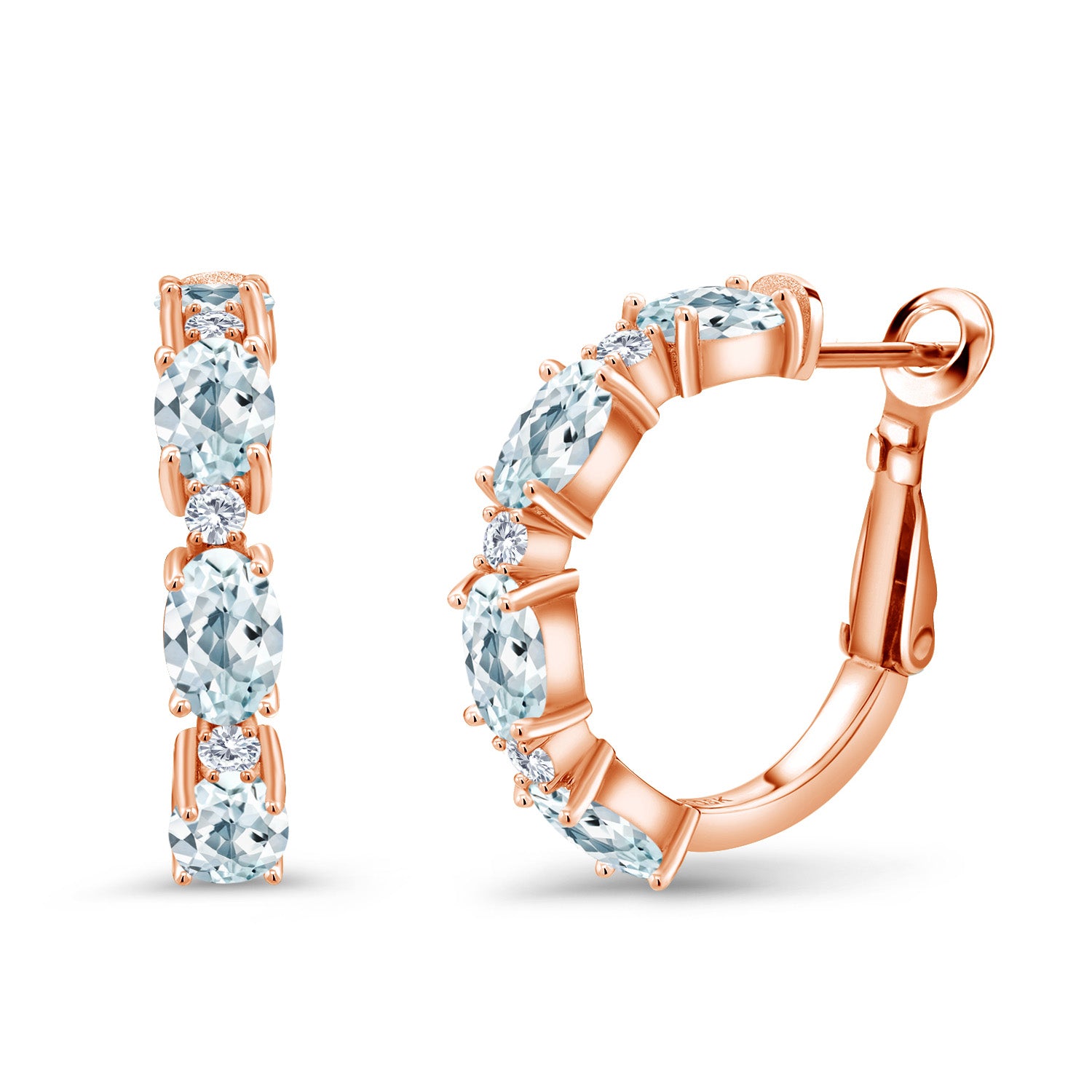 Aquamarine - March_Earrings in 925 Rose Gold Plated Silver