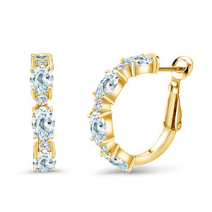 Aquamarine - March_Earrings in 925 Yellow Gold Plated Silver