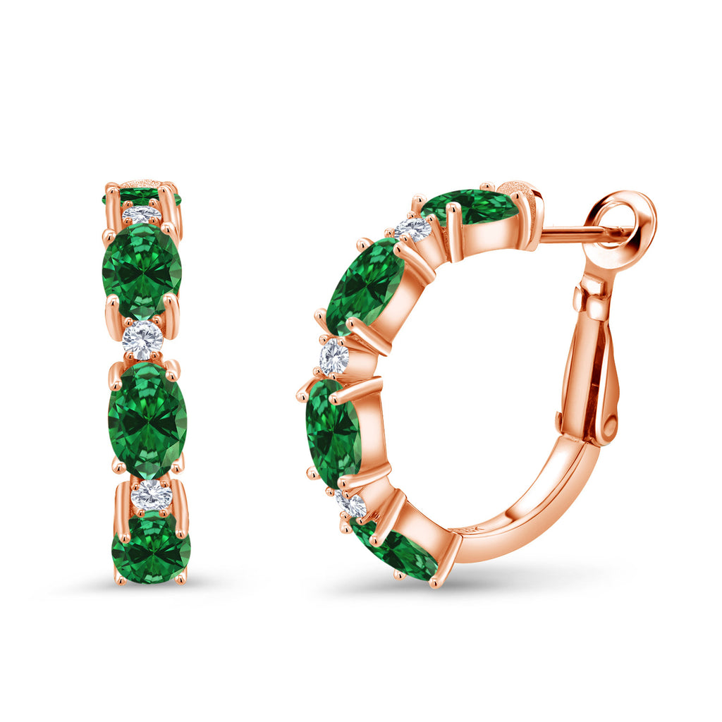 Created Emerald - May_Earrings in 925 Rose Gold Plated Silver