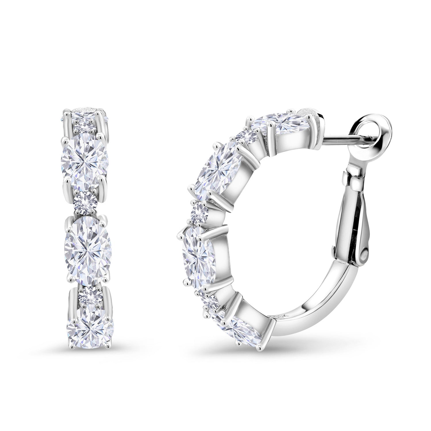 White Moissanite - April_Earrings in 925 Sterling Silver