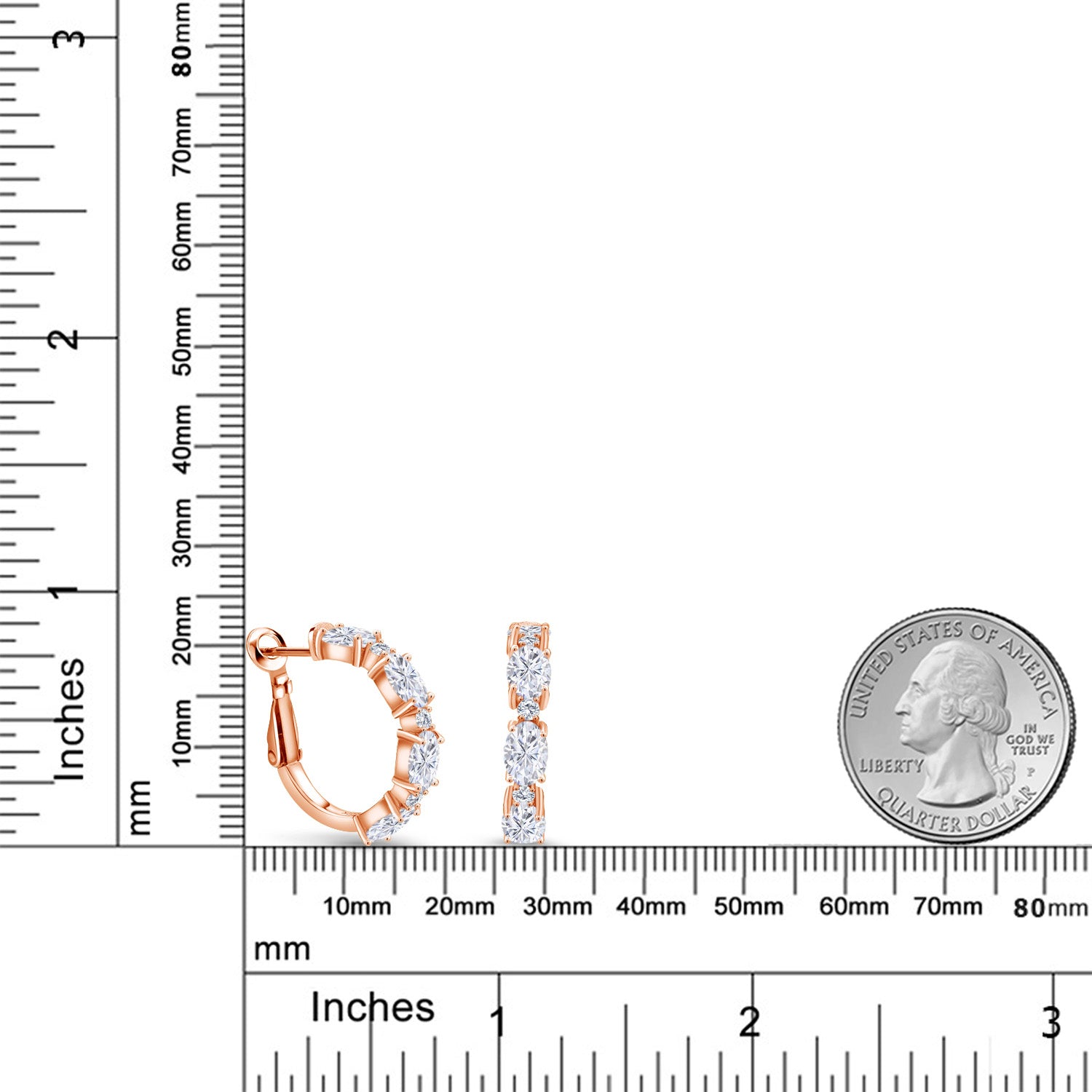 Near Colorless (GH) and G - H_Earrings in 925 Rose Gold Plated Silver