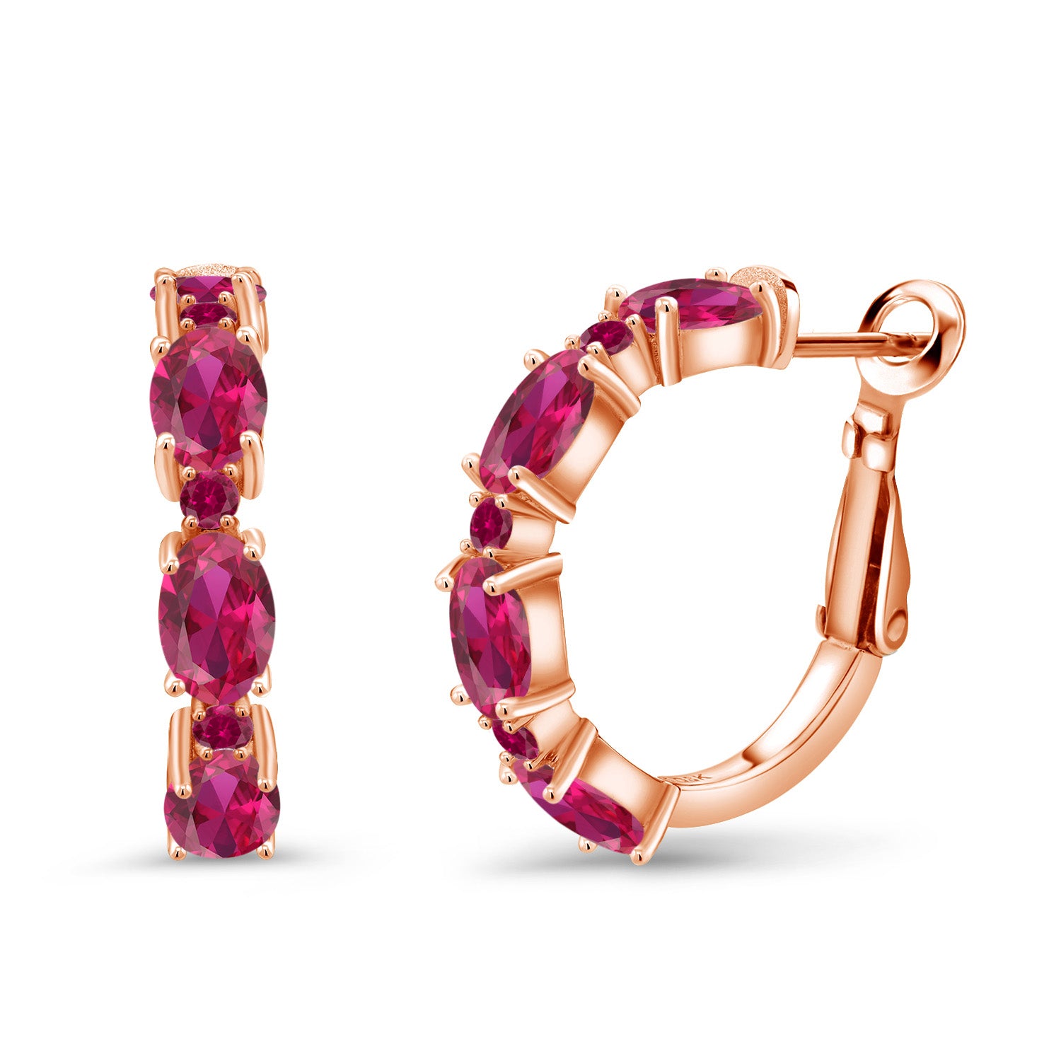 Created Ruby - July_Earrings in 925 Rose Gold Plated Silver