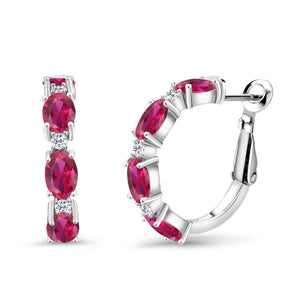 Created Ruby - July_Earrings in 925 Sterling Silver