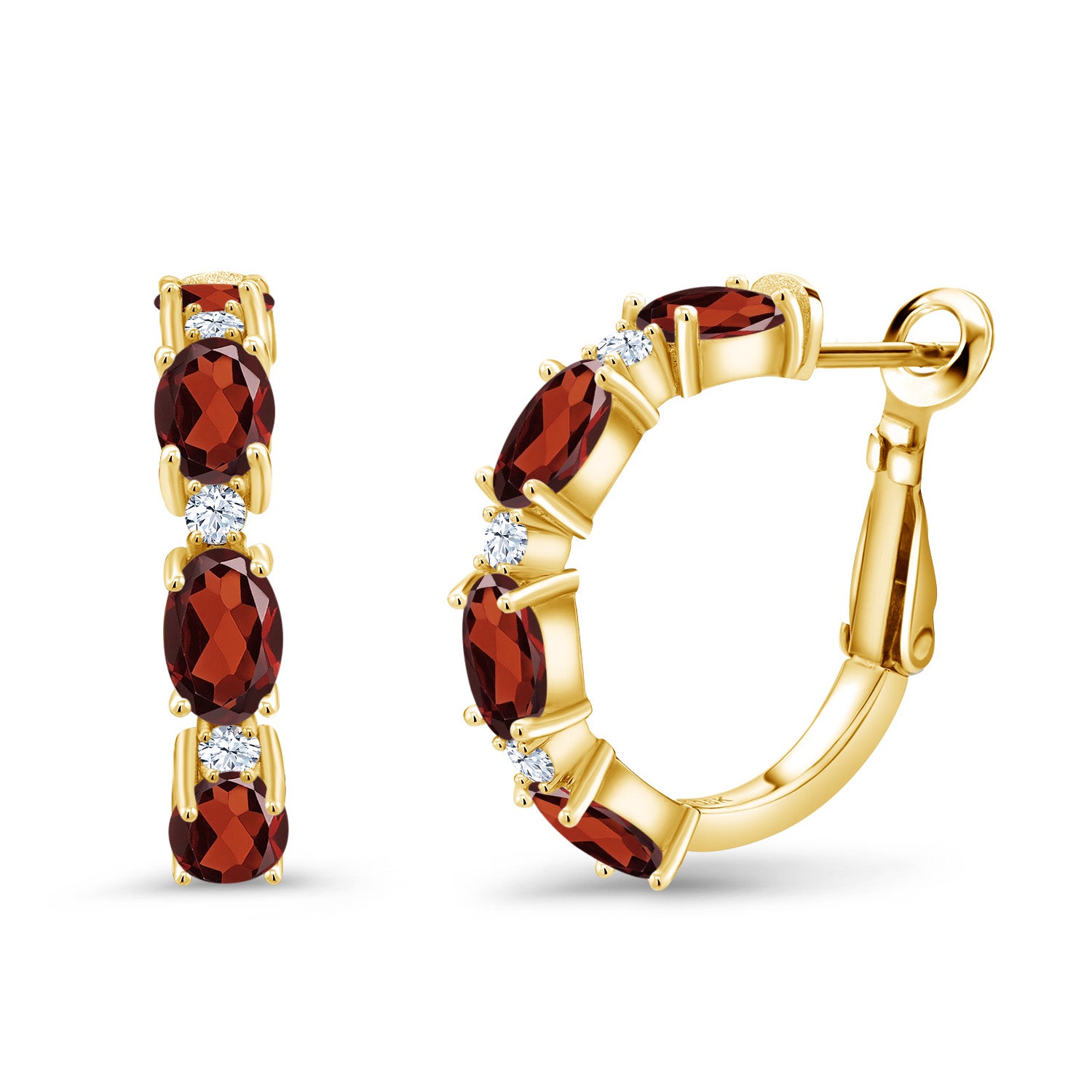 Garnet - January_Earrings in 925 Yellow Gold Plated Silver