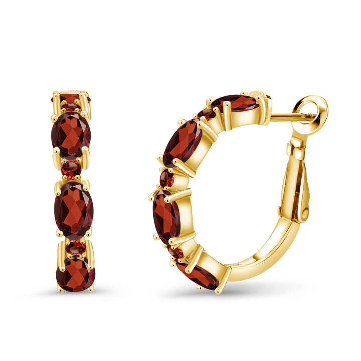 Garnet - January_Earrings in 925 Yellow Gold Plated Silver