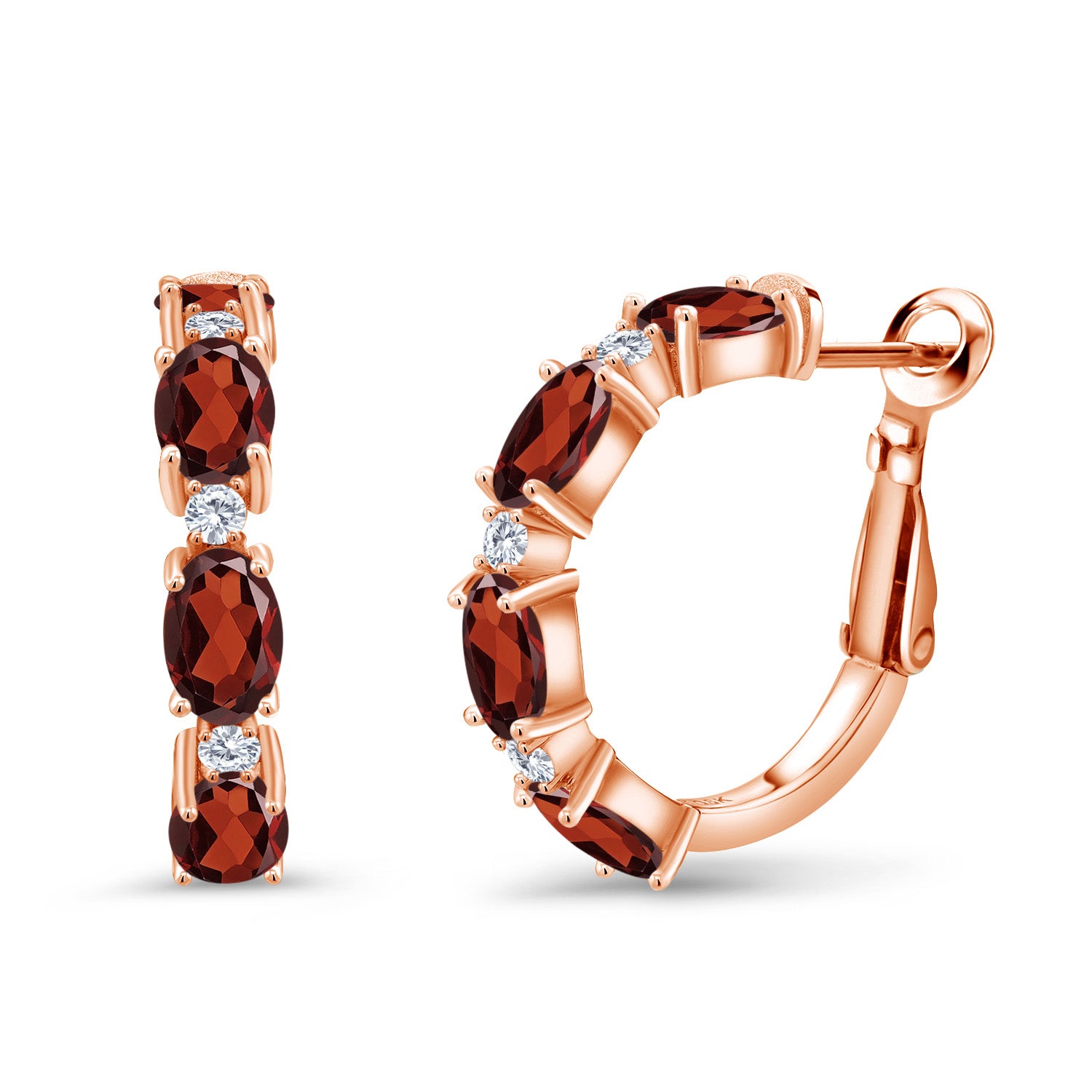 Garnet - January_Earrings in 925 Rose Gold Plated Silver