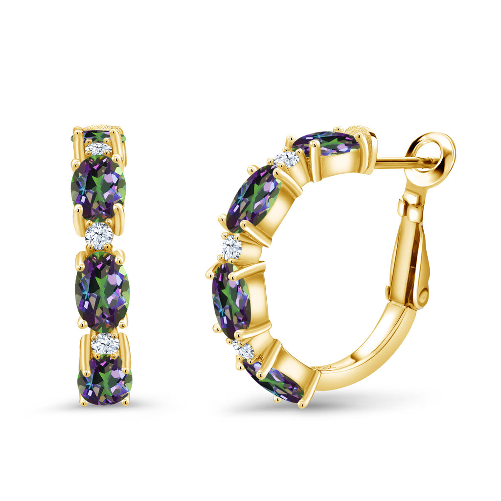 Green Mystic Topaz_Earrings in 925 Yellow Gold Plated Silver