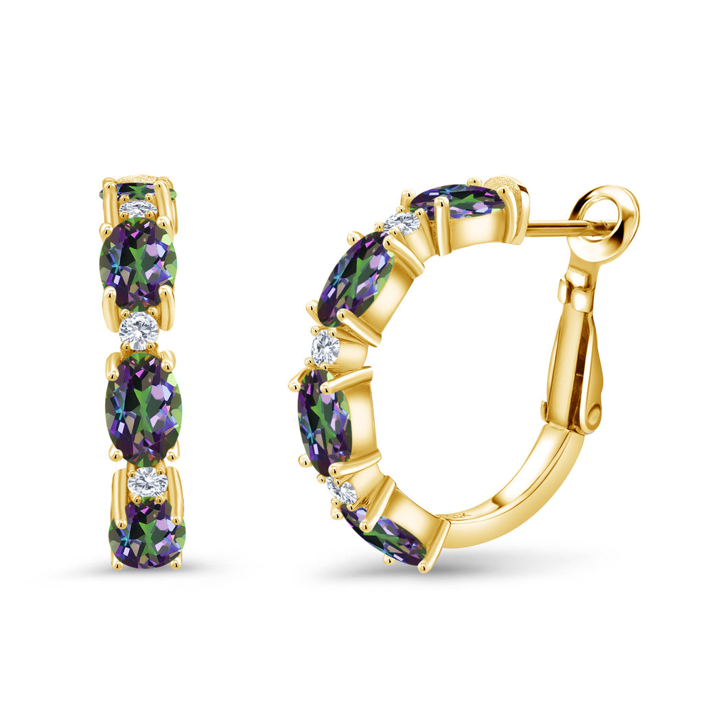 Green Mystic Topaz_Earrings in 925 Yellow Gold Plated Silver
