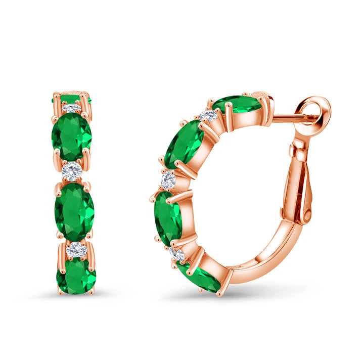 Nano Emerald - May_Earrings in 925 Rose Gold Plated Silver
