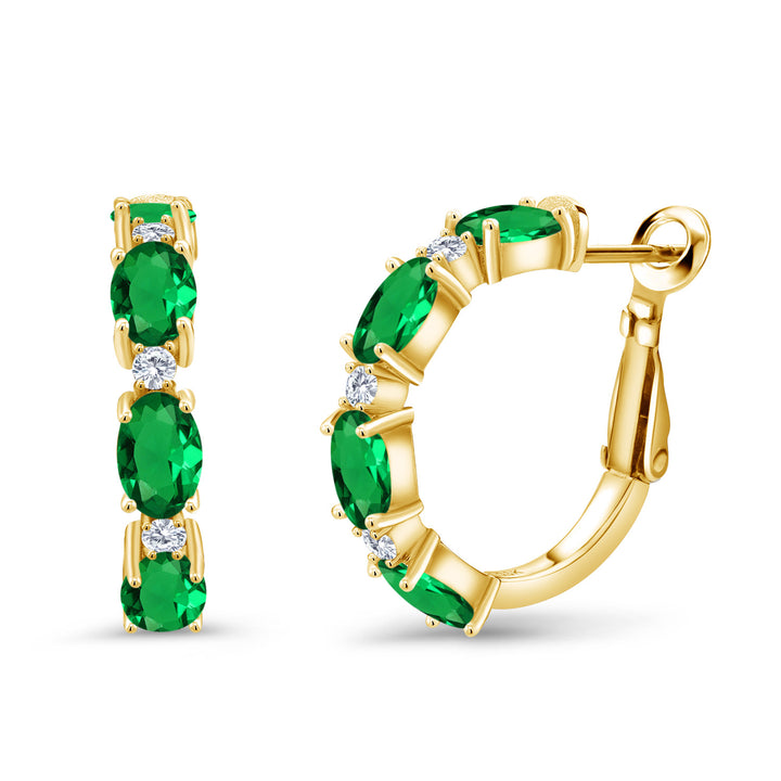 Nano Emerald - May_Earrings in 925 Yellow Gold Plated Silver