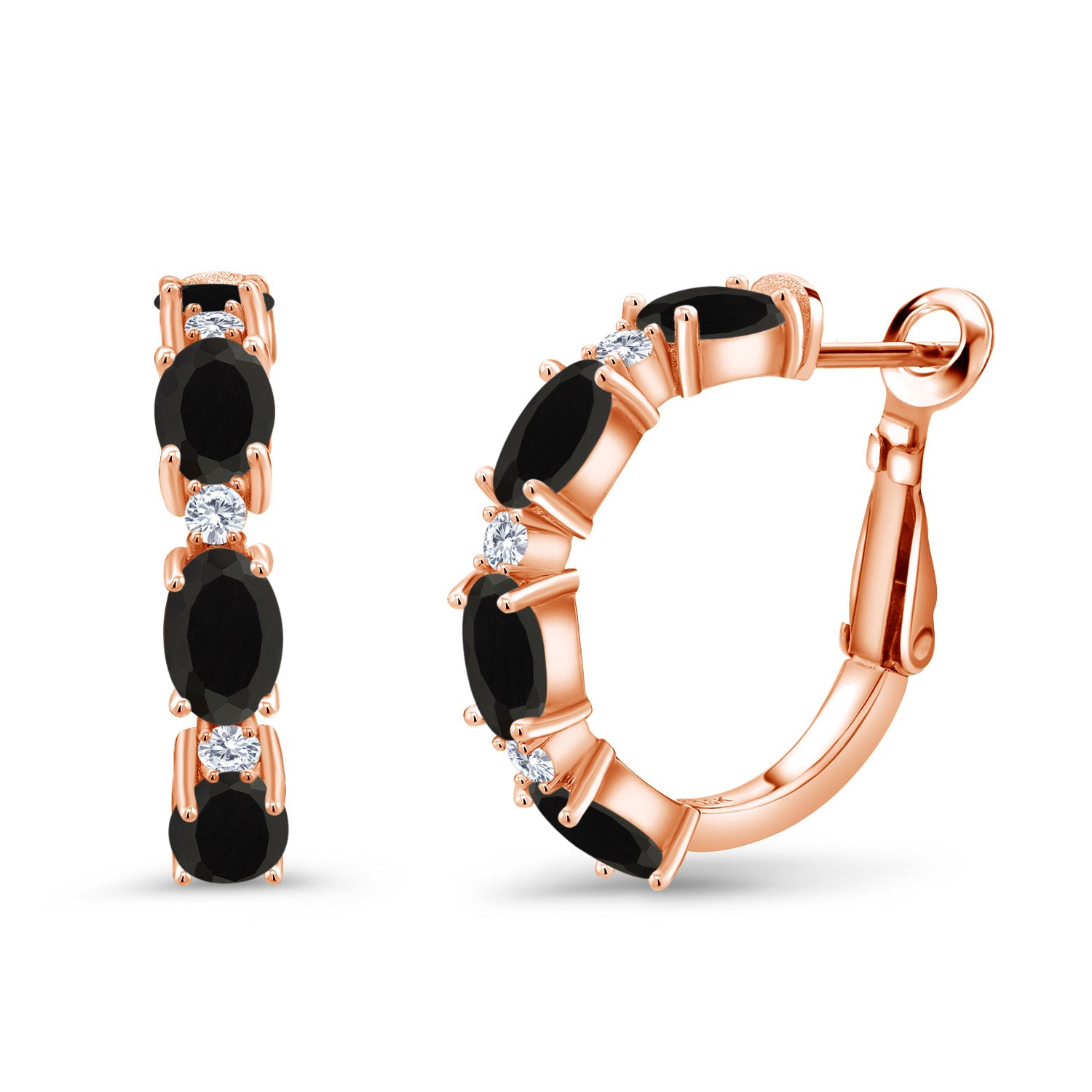 Onyx - December_Earrings in 925 Rose Gold Plated Silver
