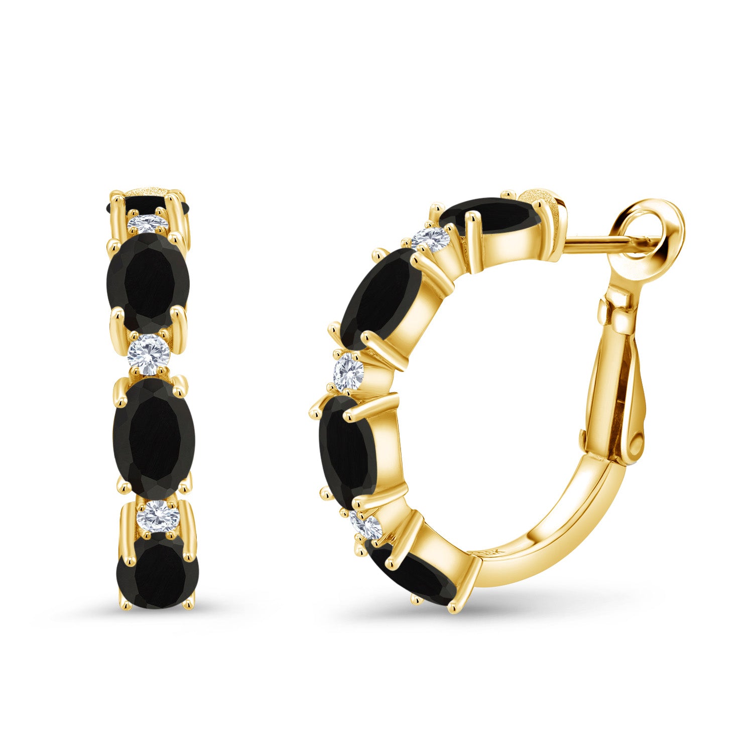 Onyx - December_Earrings in 925 Yellow Gold Plated Silver