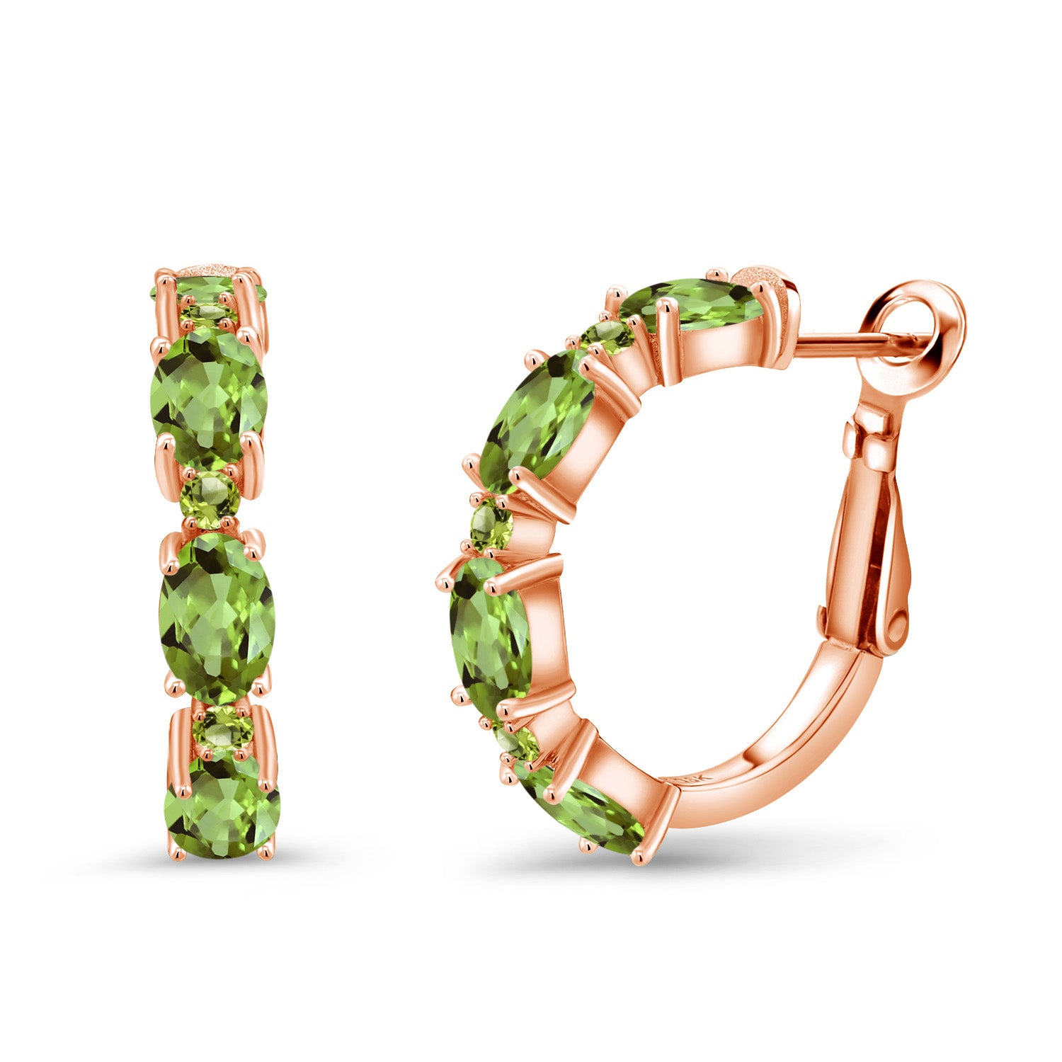 Peridot - August_Earrings in 925 Rose Gold Plated Silver