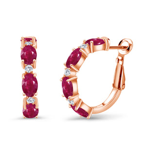 Ruby - July_Earrings in 925 Rose Gold Plated Silver