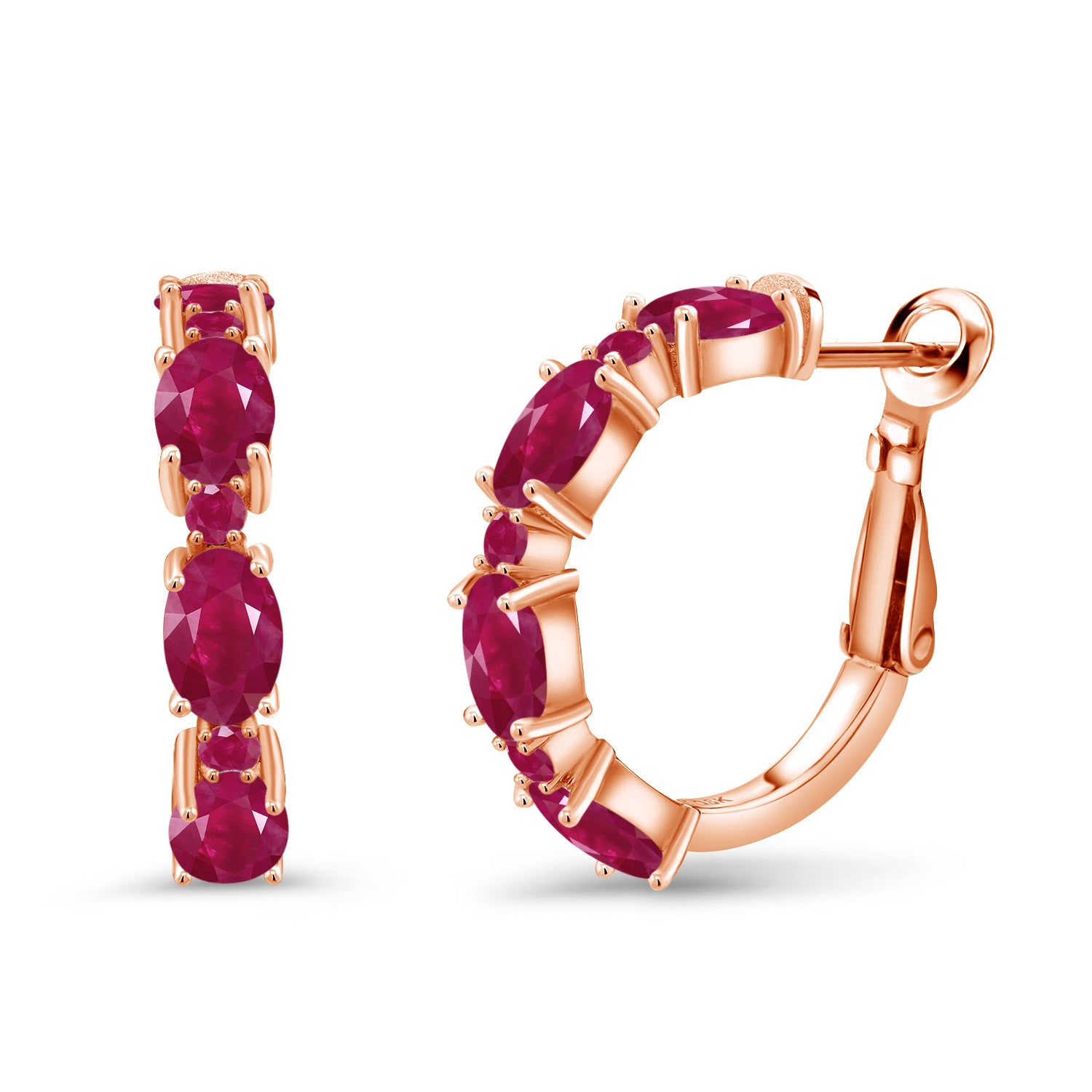 Ruby - July_Earrings in 925 Rose Gold Plated Silver