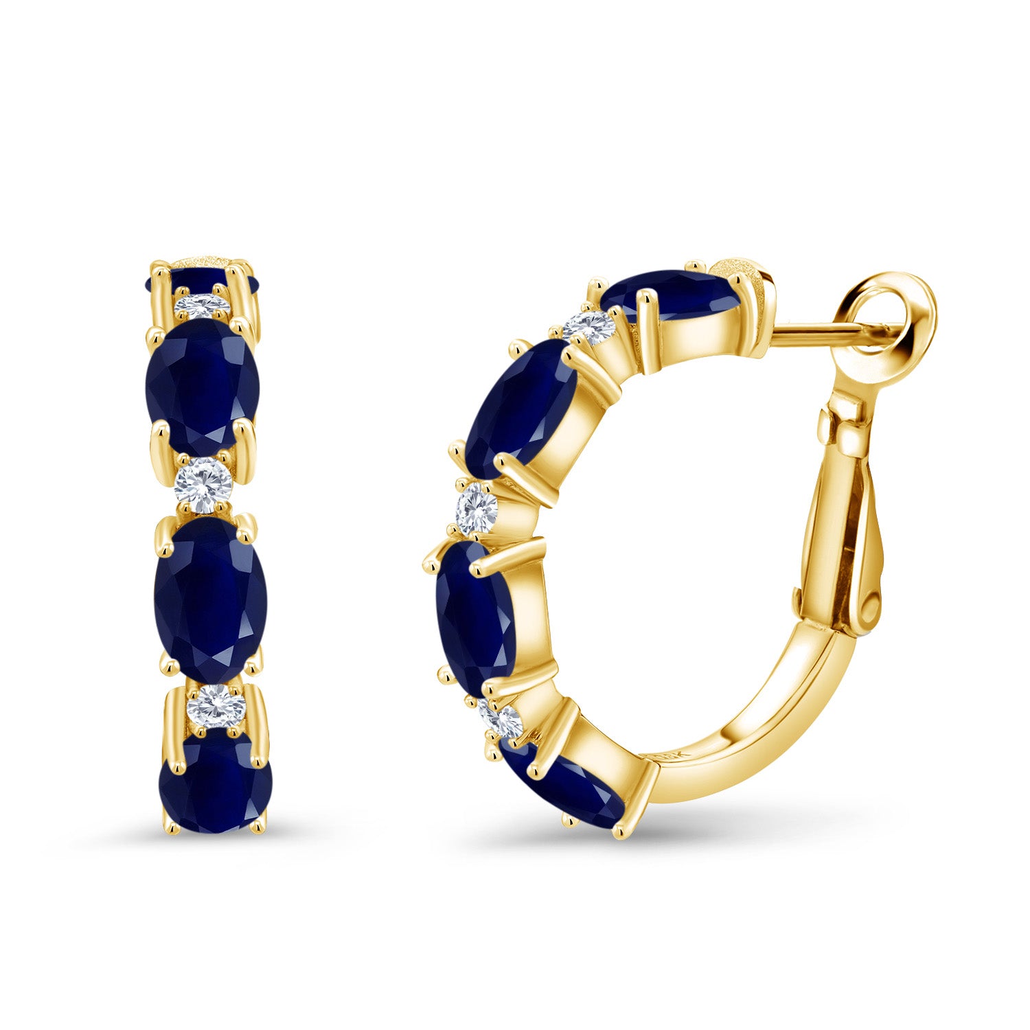 Blue Sapphire - September_Earrings in 925 Yellow Gold Plated Silver