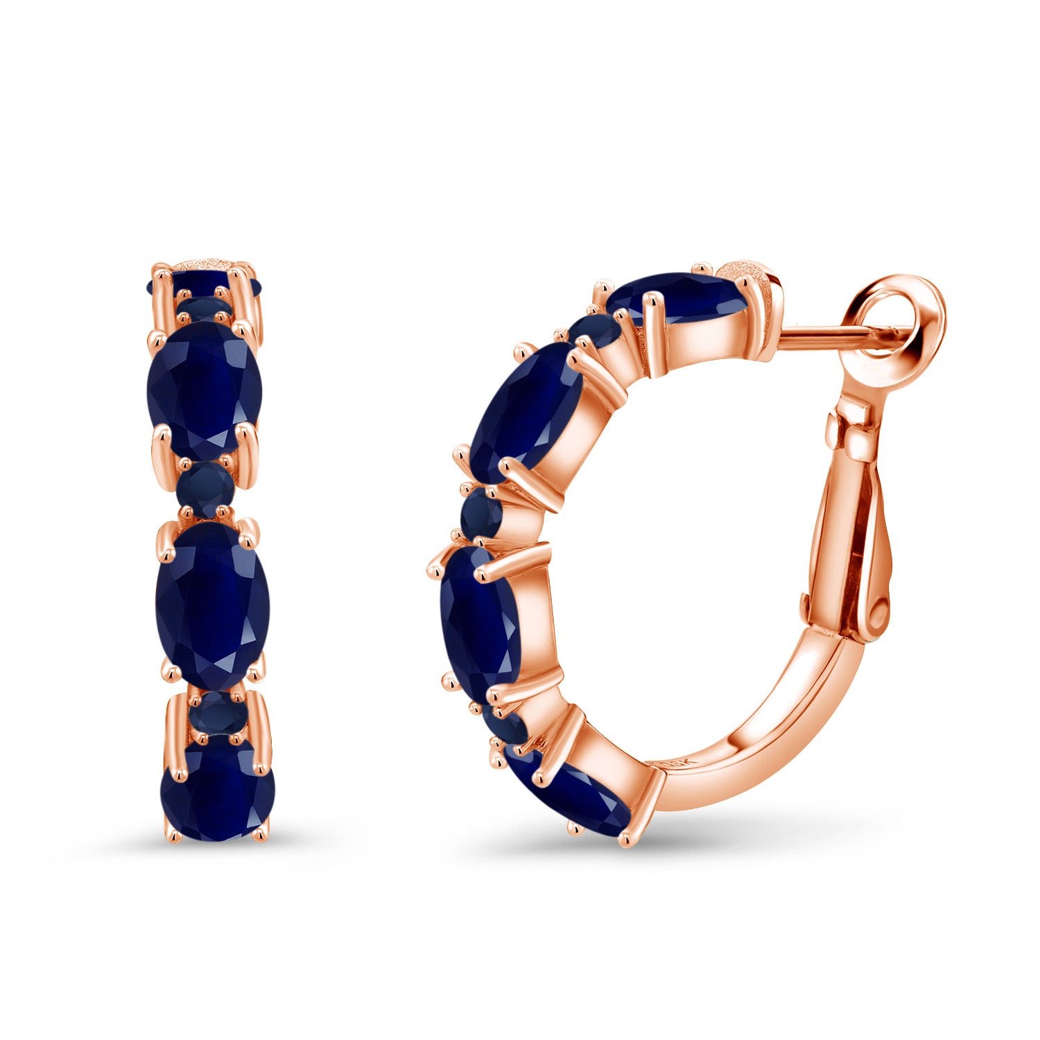 Blue Sapphire - September_Earrings in 925 Rose Gold Plated Silver