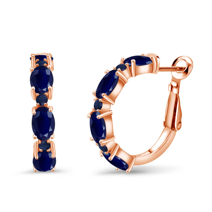 Blue Sapphire - September_Earrings in 925 Rose Gold Plated Silver
