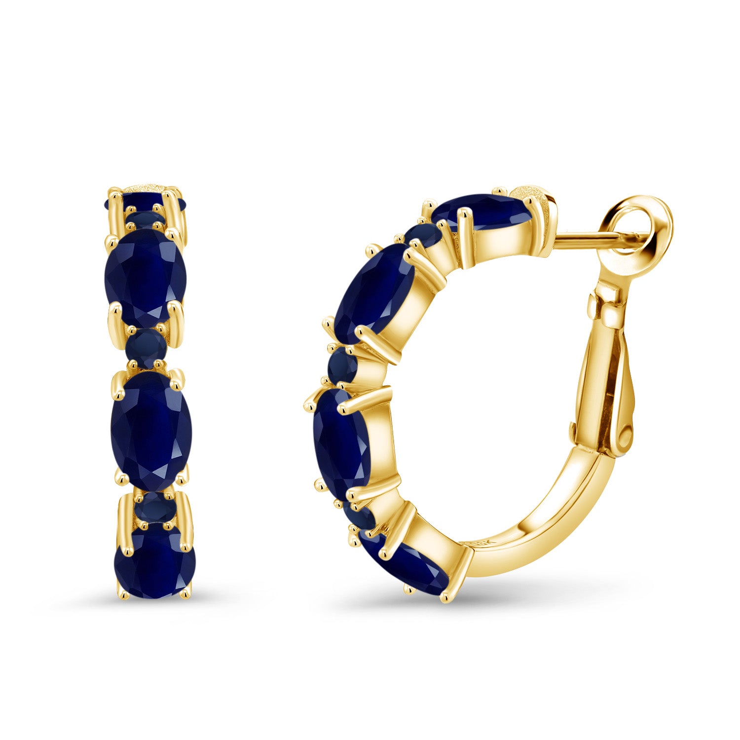 Blue Sapphire - September_Earrings in 925 Yellow Gold Plated Silver