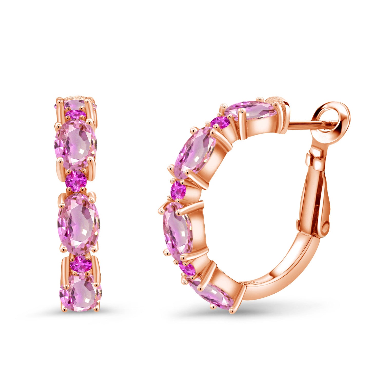 Pink Sapphire - September_Earrings in 925 Rose Gold Plated Silver