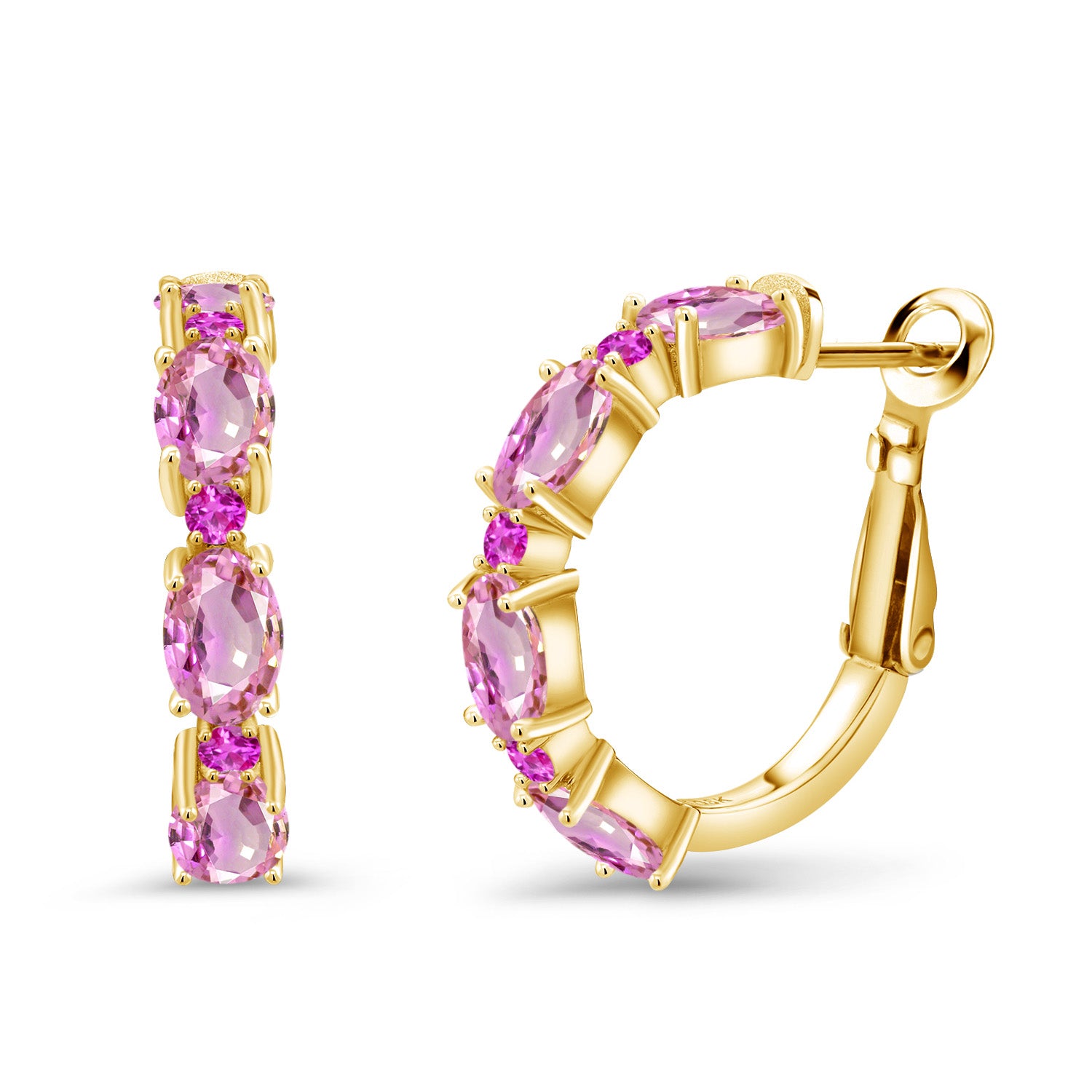 Pink Sapphire - September_Earrings in 925 Yellow Gold Plated Silver