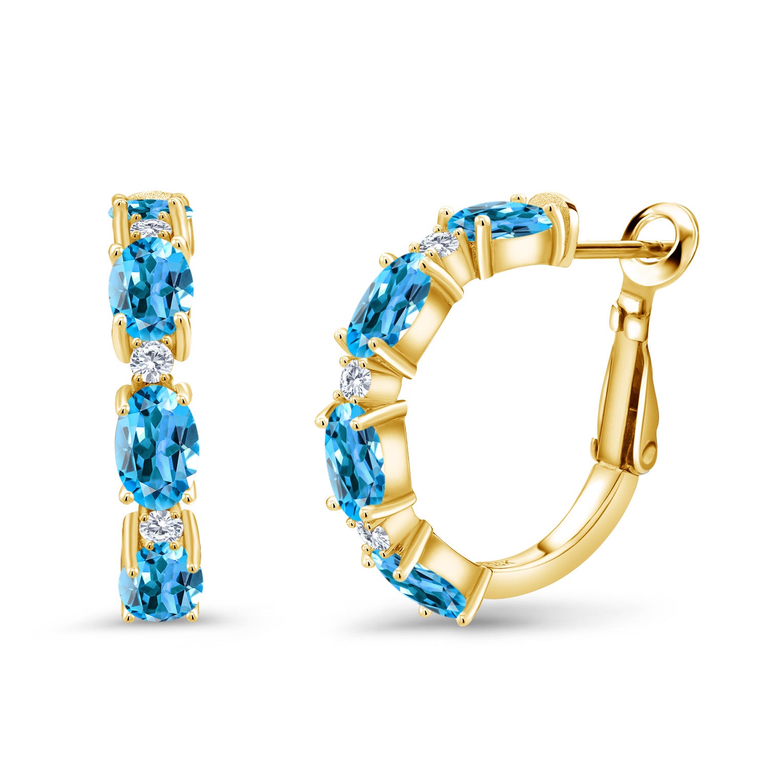 Swiss Blue Topaz - November_Earrings in 925 Yellow Gold Plated Silver
