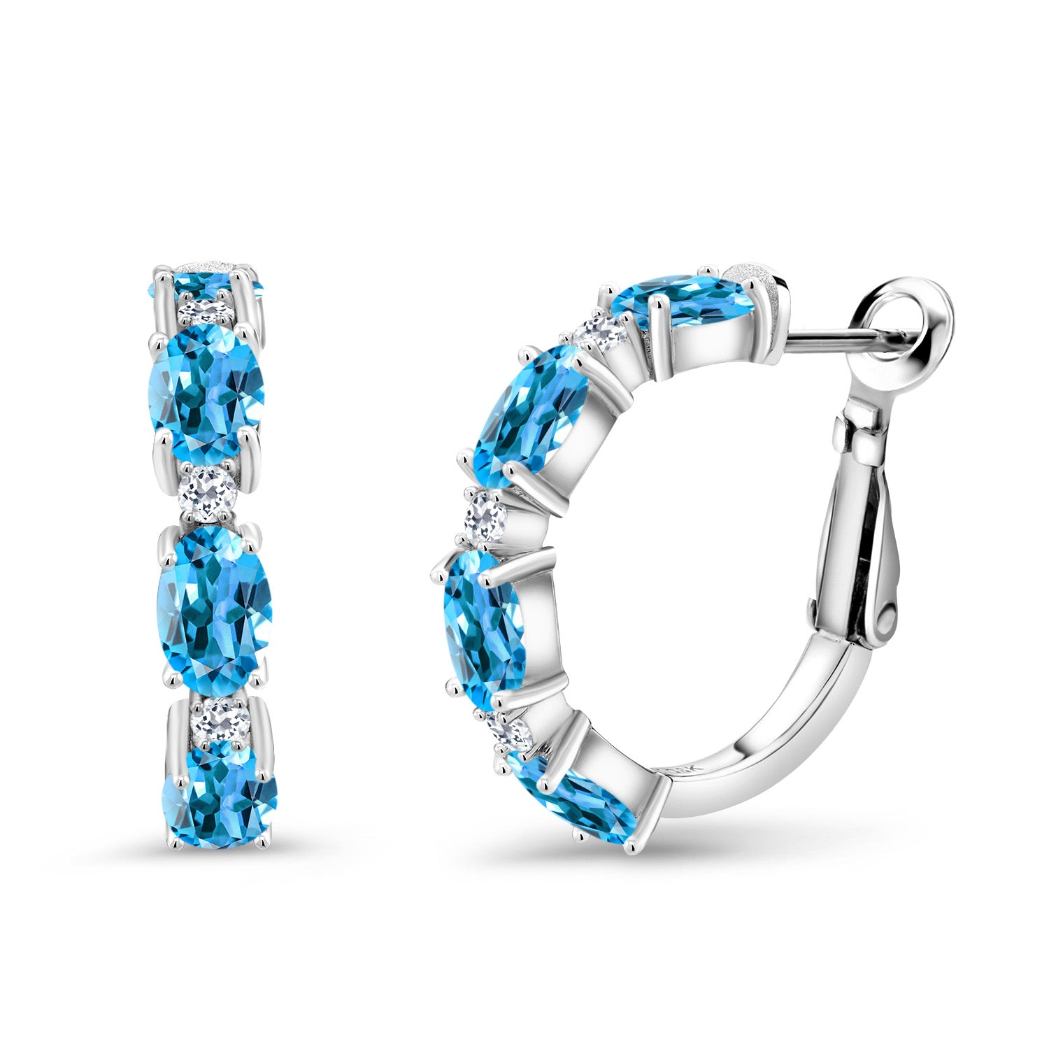 Swiss Blue Topaz - November_Earrings in 925 Sterling Silver