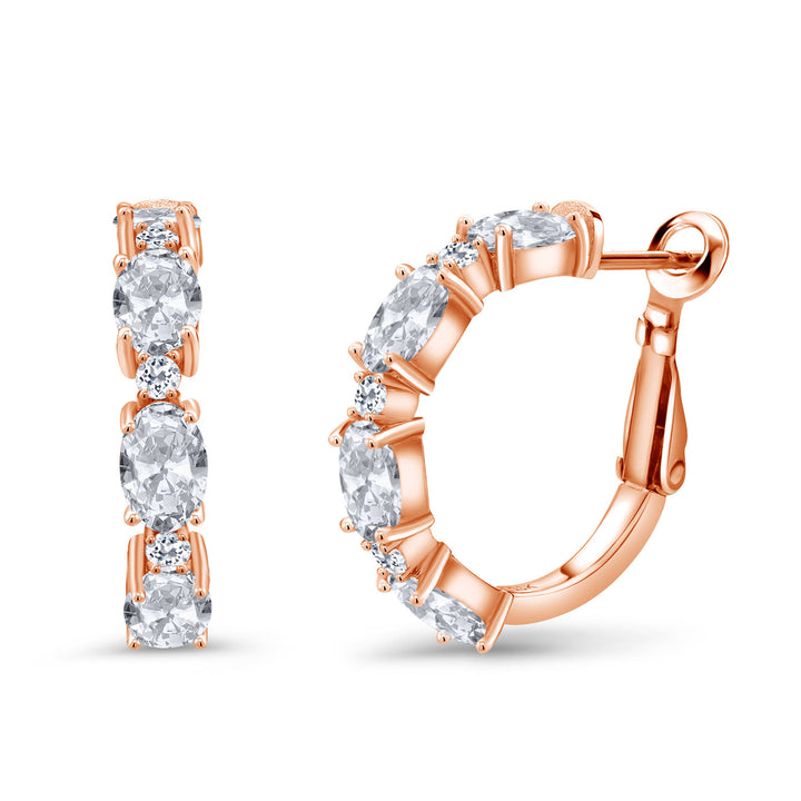 White Topaz - November_Earrings in 925 Rose Gold Plated Silver