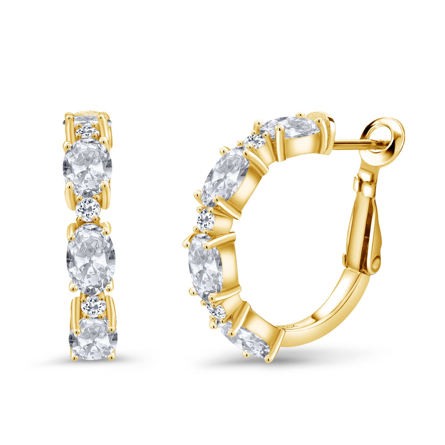 White Topaz - November_Earrings in 925 Yellow Gold Plated Silver