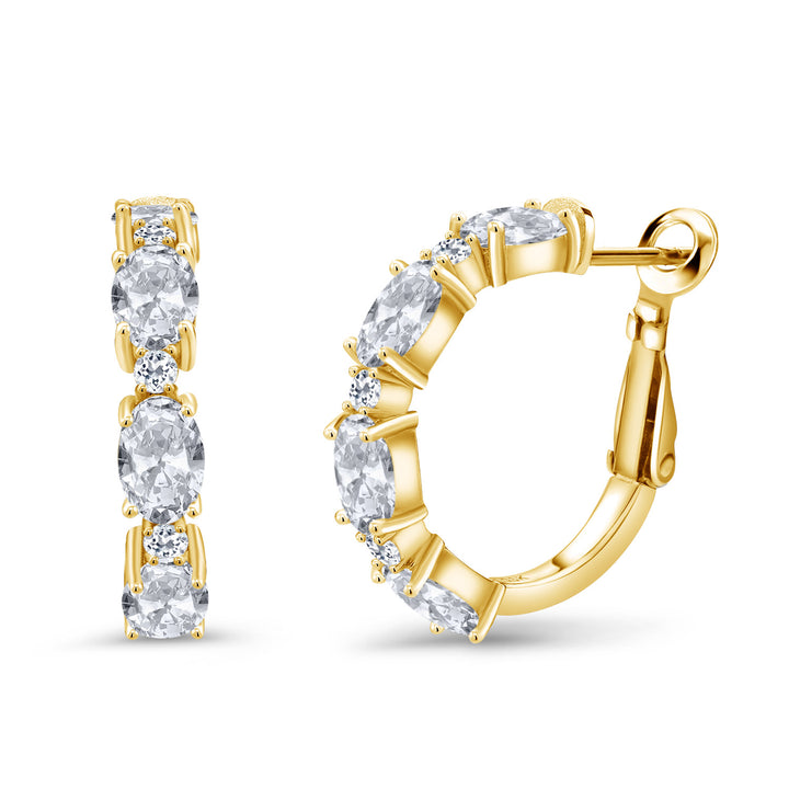 White Topaz - November_Earrings in 925 Yellow Gold Plated Silver