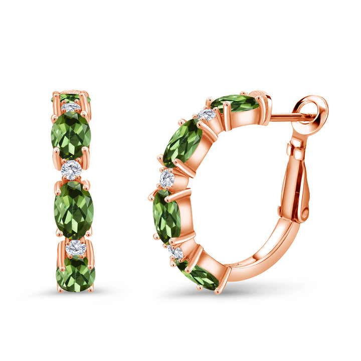 Green Tourmaline - October_Earrings in 925 Rose Gold Plated Silver
