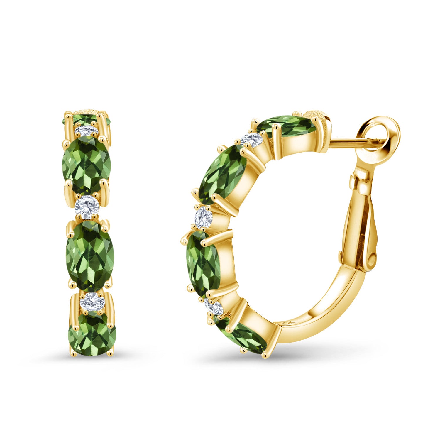 Green Tourmaline - October_Earrings in 925 Yellow Gold Plated Silver