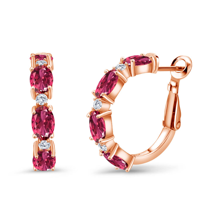 Pink Tourmaline - October_Earrings in 925 Rose Gold Plated Silver