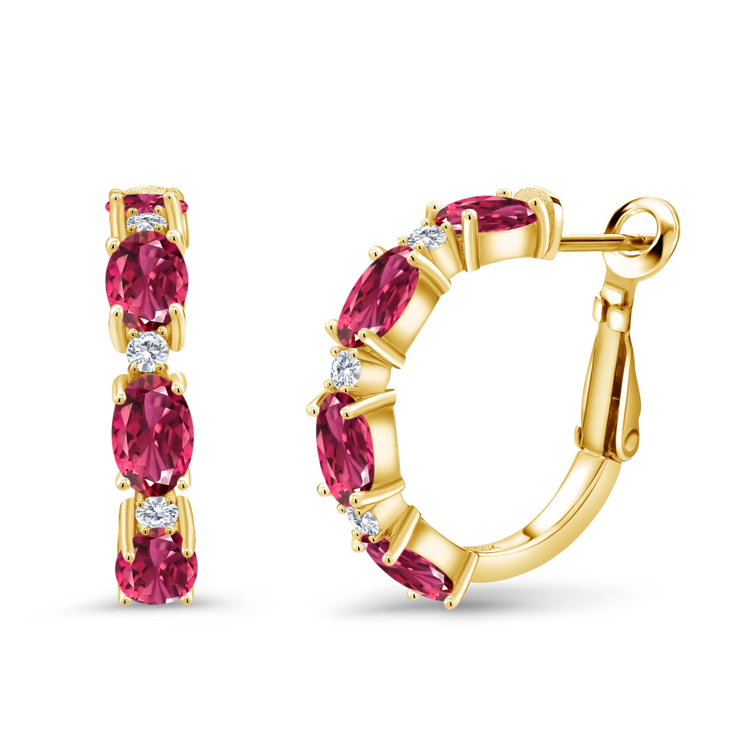 Pink Tourmaline - October_Earrings in 925 Yellow Gold Plated Silver