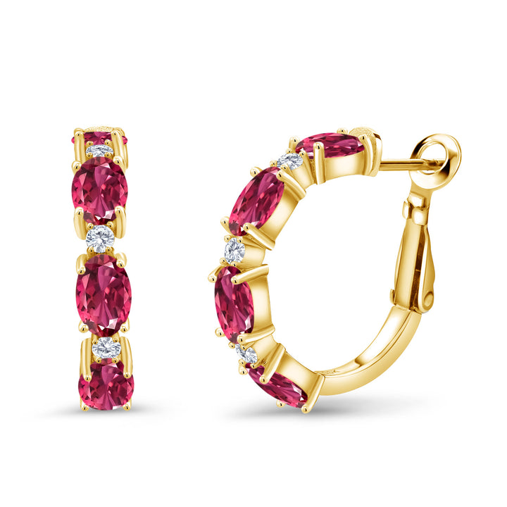 Pink Tourmaline - October_Earrings in 925 Yellow Gold Plated Silver
