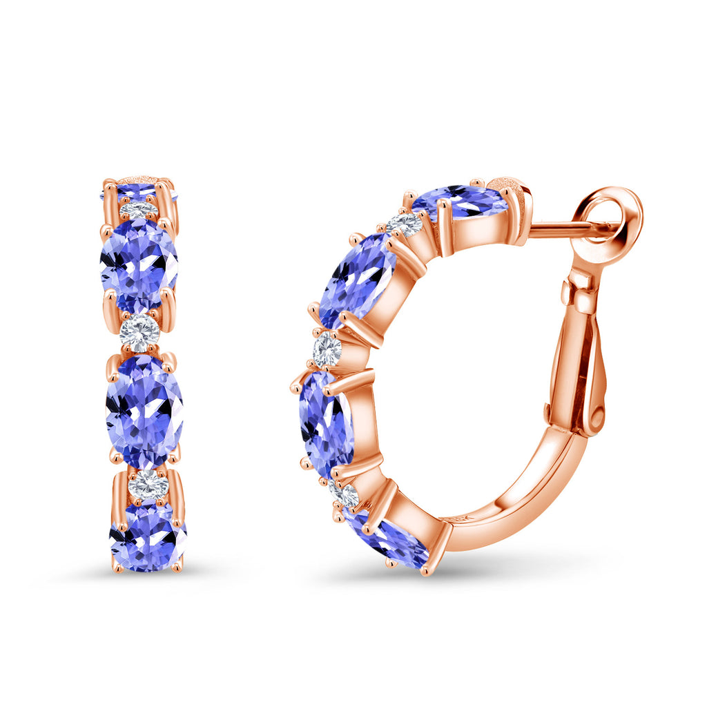 Tanzanite - December_Earrings in 925 Rose Gold Plated Silver