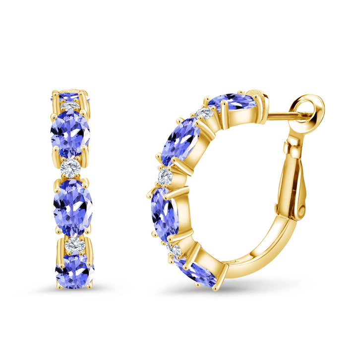 Tanzanite - December_Earrings in 925 Yellow Gold Plated Silver