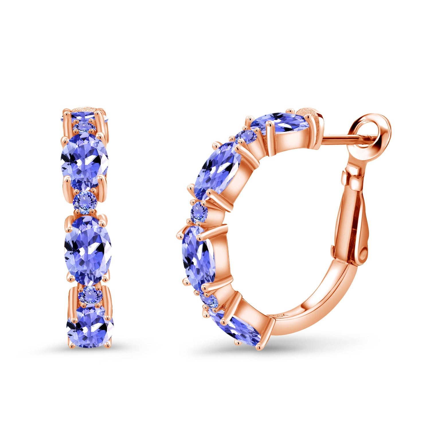 Tanzanite - December_Earrings in 925 Rose Gold Plated Silver